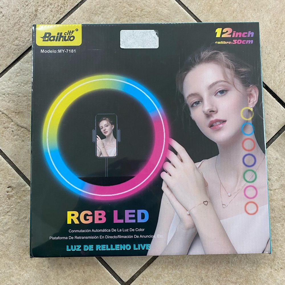 Balhyo RGB LED Ring Light 12 inch for Desk Change 7 Colors